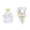 Sterling Silver Stud Earring, with White Cubic Zirconia, Polished, Raw, 02.63.2610