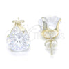 Sterling Silver Stud Earring, with White Cubic Zirconia, Polished, Raw, 02.63.2610
