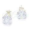 Sterling Silver Stud Earring, with White Cubic Zirconia, Polished, Raw, 02.63.2610