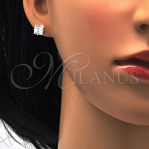 Sterling Silver Ring — Stud Earring with White Cubic Zirconia Polished Raw — alternate product view — SKU 113168 | Plata 925 anillo — Stud Earring with blanco Cubic Zirconia pulido Raw — SKU 113168
