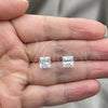 Sterling Silver Stud Earring, with White Cubic Zirconia, Polished, Raw, 02.63.2612