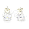 Sterling Silver Stud Earring, with White Cubic Zirconia, Polished, Raw, 02.63.2612