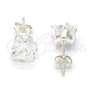 Sterling Silver Stud Earring, with White Cubic Zirconia, Polished, Raw, 02.63.2612