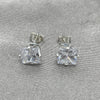 Sterling Silver Stud Earring, with White Cubic Zirconia, Polished, Raw, 02.63.2612