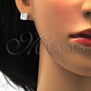 Sterling Silver Stud Earring, with White Cubic Zirconia, Polished, Rhodium Finish, 02.63.2613