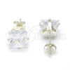 Sterling Silver Stud Earring, with White Cubic Zirconia, Polished, Rhodium Finish, 02.63.2613