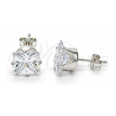Sterling Silver Stud Earring, with White Cubic Zirconia, Polished, Rhodium Finish, 02.63.2613 for wholesale, main product view