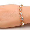 Oro Laminado Tennis Bracelet, Gold Filled Style Teardrop Design, with White Cubic Zirconia, Polished, Golden Finish, 03.213.0038.08 (08 MM Thickness, 8 Inches Length)