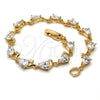 Oro Laminado Tennis Bracelet, Gold Filled Style Teardrop Design, with White Cubic Zirconia, Polished, Golden Finish, 03.213.0038.08 (08 MM Thickness, 8 Inches Length)