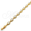Oro Laminado Tennis Bracelet, Gold Filled Style Teardrop Design, with White Cubic Zirconia, Polished, Golden Finish, 03.213.0006.1.07 (06 MM Thickness, 7 Inches Length)