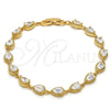 Oro Laminado Tennis Bracelet, Gold Filled Style Teardrop Design, with White Cubic Zirconia, Polished, Golden Finish, 03.213.0006.1.07 (06 MM Thickness, 7 Inches Length)