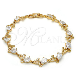 Gold Filled Bracelet — Tennis Bracelet Teardrop Design with White Cubic Zirconia — main product view — SKU 113178 | Oro Laminado brazalete — Tennis Bracelet Teardrop diseño with blanco Cubic Zirconia — SKU 113178