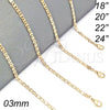 Oro Laminado Basic Necklace, Gold Filled Style Mariner Design, Polished, Golden Finish, 04.213.0030.18 (03 MM Thickness, 18 Inches Length)