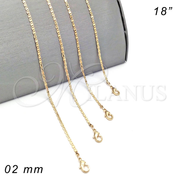 Oro Laminado Basic Necklace, Gold Filled Style Mariner Design, Polished, Golden Finish, 04.213.0032.18 (02 MM Thickness, 18 Inches Length)