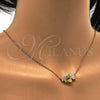 Oro Laminado Pendant Necklace, Gold Filled Style Heart Design, with Multicolor Cubic Zirconia, Polished, Golden Finish, 04.213.0034.2.16 (01 MM Thickness, 16 Inches Length)