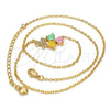 Oro Laminado Pendant Necklace, Gold Filled Style Heart Design, with Multicolor Cubic Zirconia, Polished, Golden Finish, 04.213.0034.2.16 (01 MM Thickness, 16 Inches Length)