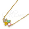 Oro Laminado Pendant Necklace, Gold Filled Style Heart Design, with Multicolor Cubic Zirconia, Polished, Golden Finish, 04.213.0034.2.16 (01 MM Thickness, 16 Inches Length)