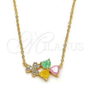 Gold Filled Necklace — Pendant Necklace Heart Design with Multicolor Cubic Zirconia — main product view — SKU 113194 | Oro Laminado collar — Pendant Necklace corazón diseño with Multicolor Cubic Zirconia — SKU 113194