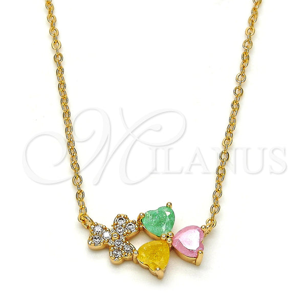 Gold Filled Necklace — Pendant Necklace Heart Design with Multicolor Cubic Zirconia — main product view — SKU 113194 | Oro Laminado collar — Pendant Necklace corazón diseño with Multicolor Cubic Zirconia — SKU 113194