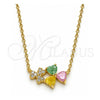 Oro Laminado Pendant Necklace, Gold Filled Style Heart Design, with Multicolor Cubic Zirconia, Polished, Golden Finish, 04.213.0034.2.16 (01 MM Thickness, 16 Inches Length)