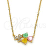 Oro Laminado Pendant Necklace, Gold Filled Style Heart Design, with Multicolor Cubic Zirconia, Polished, Golden Finish, 04.213.0034.2.16 (01 MM Thickness, 16 Inches Length)