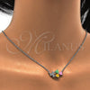 Rhodium Gold Filled Pendant Necklace, Heart Design, with Multicolor Cubic Zirconia, Polished, Rhodium Finish, 04.213.0034.3.16 (01 MM Thickness, 16 Inches Length)