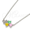 Rhodium Gold Filled Pendant Necklace, Heart Design, with Multicolor Cubic Zirconia, Polished, Rhodium Finish, 04.213.0034.3.16 (01 MM Thickness, 16 Inches Length)