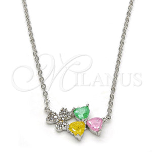 White Gold Filled Necklace — Pendant Necklace Heart Design with Multicolor Cubic Zirconia — main product view — SKU 113195 | Oro Laminado Blanco collar — Pendant Necklace corazón diseño with Multicolor Cubic Zirconia — SKU 113195