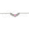 Rhodium Plated Pendant Necklace, with Pink and White Cubic Zirconia, Polished, Rhodium Finish, 04.213.0035.1.16 (01 MM Thickness, 16 Inches Length)