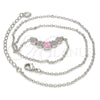 Rhodium Plated Pendant Necklace, with Pink and White Cubic Zirconia, Polished, Rhodium Finish, 04.213.0035.1.16 (01 MM Thickness, 16 Inches Length)
