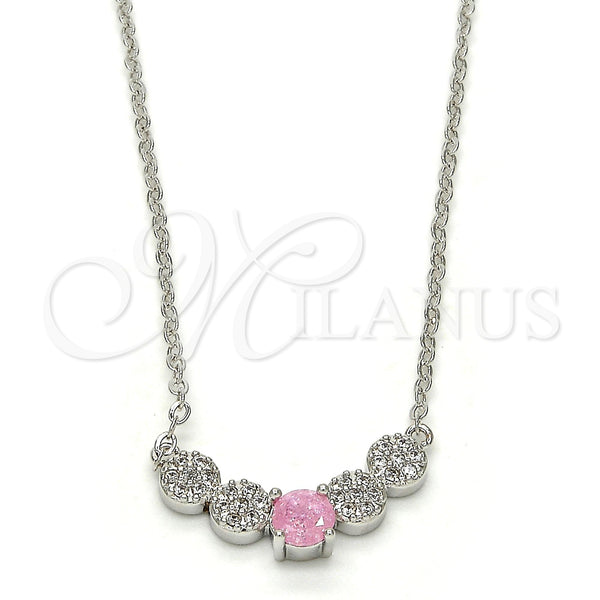 White Gold Filled Necklace — Pendant Necklace with Pink and White Cubic Zirconia — main product view — SKU 113198 | Oro Laminado Blanco collar — Pendant Necklace with Pink and blanco Cubic Zirconia — SKU 113198