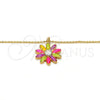 Oro Laminado Pendant Necklace, Gold Filled Style Flower Design, with White Crystal, Multicolor Enamel Finish, Golden Finish, 04.213.0040.1.16 (01 MM Thickness, 16 Inches Length)