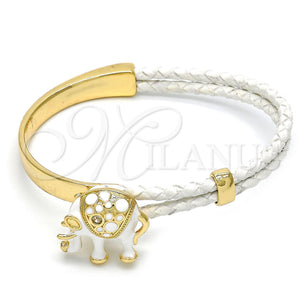 Gold Filled Jewelry — Individual Bangle Elephant Design with White Crystal White — main product view — SKU 113207 | Oro Laminado joyería — Individual Bangle Elephant diseño with cristal blanco blanco — SKU 113207