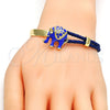 Oro Laminado Individual Bangle, Gold Filled Style Elephant Design, with White Crystal, Blue Enamel Finish, Golden Finish, 07.179.0001.3 (06 MM Thickness, One size fits all)