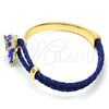 Oro Laminado Individual Bangle, Gold Filled Style Elephant Design, with White Crystal, Blue Enamel Finish, Golden Finish, 07.179.0001.3 (06 MM Thickness, One size fits all)