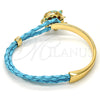 Oro Laminado Individual Bangle, Gold Filled Style Elephant Design, with White Crystal, Turquoise Enamel Finish, Golden Finish, 07.179.0001.4 (06 MM Thickness, One size fits all)