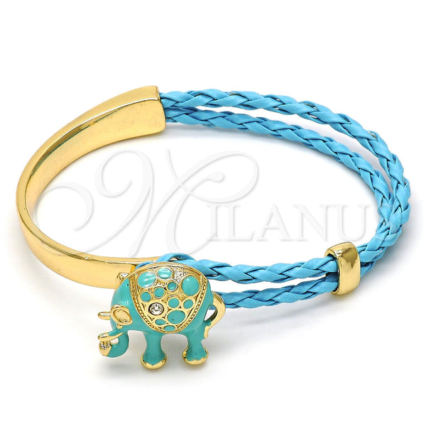 Gold Filled Jewelry — Individual Bangle Elephant Design with White Crystal Turquoise — main product view — SKU 113210 | Oro Laminado joyería — Individual Bangle Elephant diseño with cristal blanco Turquoise — SKU 113210