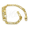 Oro Laminado ID Bracelet, Gold Filled Style Nameplate and Elephant Design, Polished, Golden Finish, 03.213.0010.06 (04 MM Thickness, 6 Inches Length)