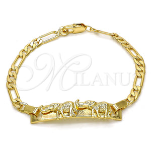 Gold Filled Bracelet — ID Bracelet Nameplate and Elephant Design Polished 03. — main product view — SKU 113212 | Oro Laminado brazalete — ID Bracelet Nameplate and Elephant diseño pulido 03. — SKU 113212