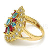 Oro Laminado Multi Stone Ring, Gold Filled Style with Multicolor and White Cubic Zirconia, Polished, Golden Finish, 01.206.0001.07 (Size 7)