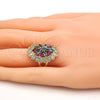 Oro Laminado Multi Stone Ring, Gold Filled Style with Multicolor and White Cubic Zirconia, Polished, Golden Finish, 01.206.0001.08 (Size 8)