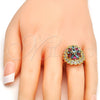 Oro Laminado Multi Stone Ring, Gold Filled Style with Multicolor and White Cubic Zirconia, Polished, Golden Finish, 01.206.0001.08 (Size 8)