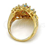 Oro Laminado Multi Stone Ring, Gold Filled Style with Multicolor and White Cubic Zirconia, Polished, Golden Finish, 01.206.0001.08 (Size 8)
