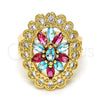 Oro Laminado Multi Stone Ring, Gold Filled Style with Multicolor and White Cubic Zirconia, Polished, Golden Finish, 01.206.0001.08 (Size 8)
