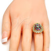 Oro Laminado Multi Stone Ring, Gold Filled Style with Multicolor and White Cubic Zirconia, Polished, Golden Finish, 01.206.0001.09 (Size 9)