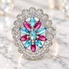 White Gold Filled Multi Stone Ring, with Multicolor and White Cubic Zirconia, Polished, Rhodium Finish, 01.206.0001.1.08 (Size 8)