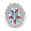 Rhodium Gold Filled Multi Stone Ring, with Multicolor and White Cubic Zirconia, Polished, Rhodium Finish, 01.206.0001.1.08 (Size 8)