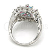 Rhodium Gold Filled Multi Stone Ring, with Multicolor and White Cubic Zirconia, Polished, Rhodium Finish, 01.206.0001.1.09 (Size 9)