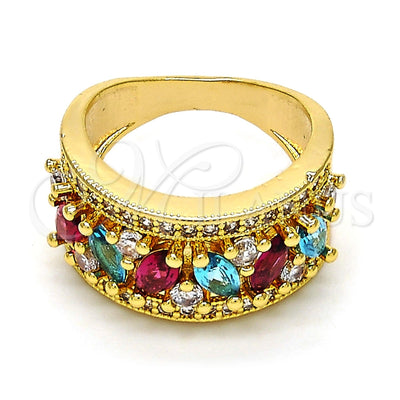 Oro Laminado Multi Stone Ring, Gold Filled Style with Multicolor Cubic Zirconia, Polished, Golden Finish for wholesale, main product view