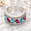 White Gold Filled Multi Stone Ring, with Multicolor Cubic Zirconia, Polished, Rhodium Finish, 01.206.0003.1.07 (Size 7)